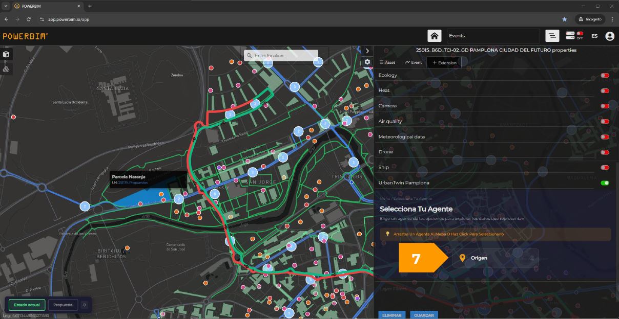 Análisis de ciudad de 15 minutos en gemelo digital urbano de Pamplona